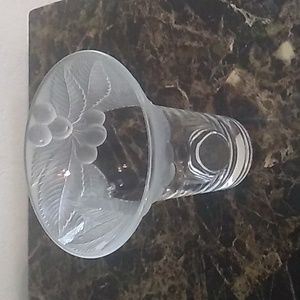 Vintage Mikasa Crystal Vase with Cherry & Leaf Design 1970's